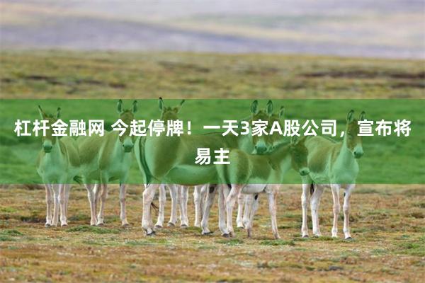 杠杆金融网 今起停牌！一天3家A股公司，宣布将易主
