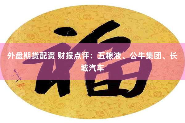 外盘期货配资 财报点评：五粮液、公牛集团、长城汽车