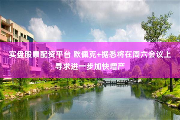 实盘股票配资平台 欧佩克+据悉将在周六会议上寻求进一步加快增产